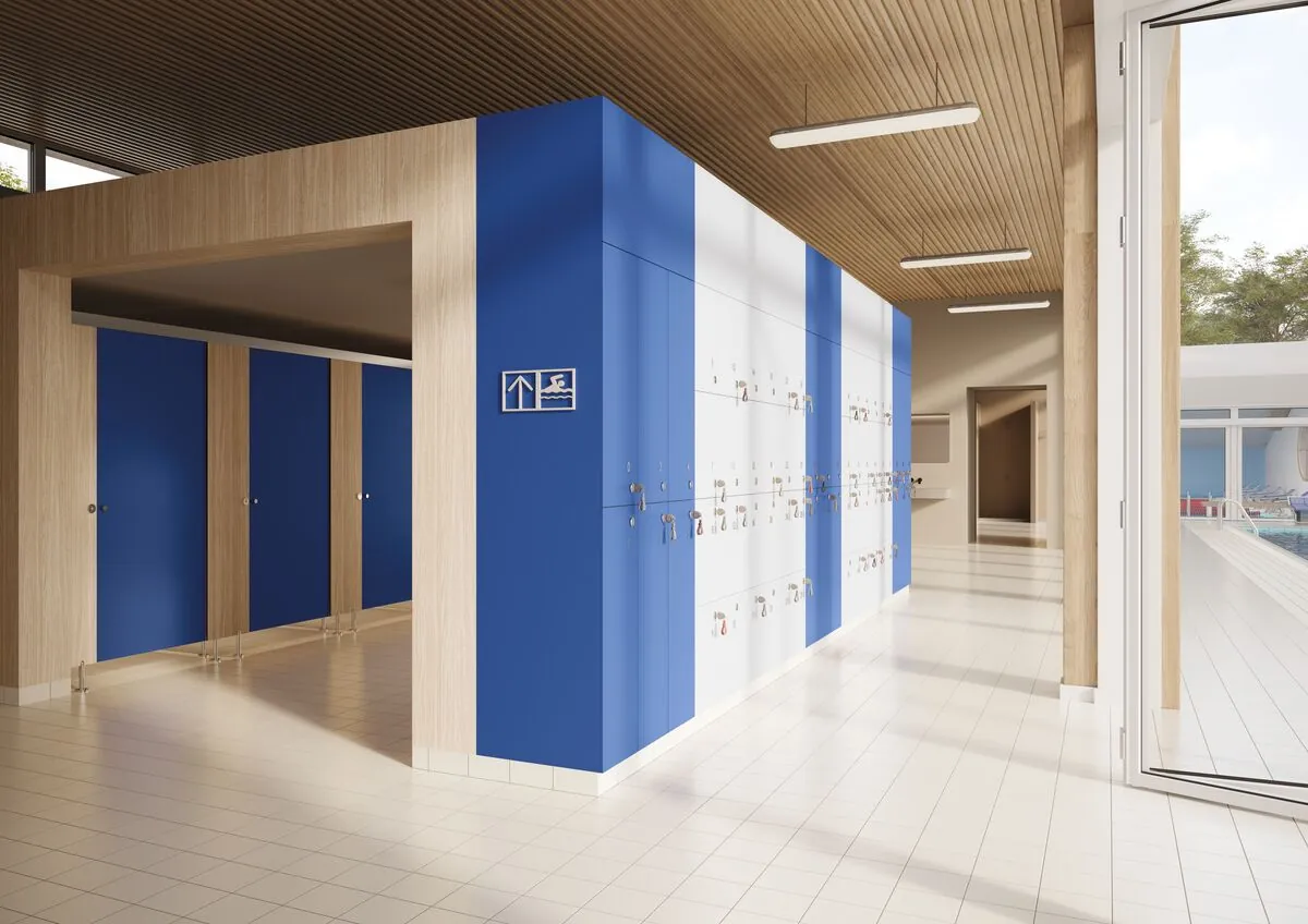 Vestiaires de piscine en stratifié
